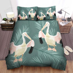 The Pelican And Coconut Leaves Bed Sheets Spread Duvet Cover Bedding Sets