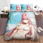 Darling In The Franxx Zero Two In Sexy White Bikini Bed Sheets Spread Duvet Cover Bedding Sets