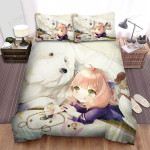 Spy X Family Anya & Bond Happy Drawing Artwork Bed Sheets Spread Duvet Cover Bedding Sets