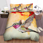 The Wild Animal - The Flying Hummingbird Watercolor Art Bed Sheets Spread Duvet Cover Bedding Sets