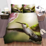 The Wild Animal - The Hummingbird And A Pink Flower Bed Sheets Spread Duvet Cover Bedding Sets