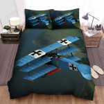 The Military Weapon Ww1- German Empire Plane Blue Tripplane Fokker Dr1 Bed Sheets Spread Duvet Cover Bedding Sets