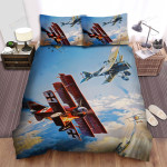 The Military Weapon Ww1- German Empire Plane Burning Fokker Dr.1 Bed Sheets Spread Duvet Cover Bedding Sets