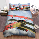 The Military Weapon Ww1- German Empire Plane Fokker Dr.1 Shot It Down Bed Sheets Spread Duvet Cover Bedding Sets