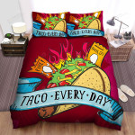 Taco Bell Taco Every Day Illustration Bed Sheets Spread Comforter Duvet Cover Bedding Sets