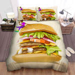 Burger King Kid On Giant Burger Illustration Bed Sheets Spread Comforter Duvet Cover Bedding Sets