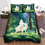 The Wildlife - The Small Deer And A Girl Bed Sheets Spread Duvet Cover Bedding Sets