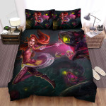 Glowing Eyes Hydra Vs Female Hunter Artwork Bed Sheets Spread Duvet Cover Bedding Sets