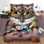 Cuphead - Cuphead And Mugman Relying On Each Other Bed Sheets Spread Duvet Cover Bedding Sets