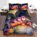 The Wild Bird - The Owl Standing On A Log Bed Sheets Spread Duvet Cover Bedding Sets