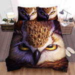 The Wild Bird - The Owl With Scary Eyes Bed Sheets Spread Duvet Cover Bedding Sets