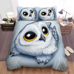 The Wild Bird - The Snow Owl Looking Up Bed Sheets Spread Duvet Cover Bedding Sets