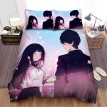 Hyouka Houtarou & Eru & Falling Cherry Blossom Bed Sheets Spread Duvet Cover Bedding Sets