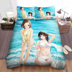 Hyouka Eru Chitanda & Mayaka Ibara At The Beach Bed Sheets Spread Duvet Cover Bedding Sets