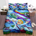 The Japanese Fish - The Flying Koi Art Bed Sheets Spread Duvet Cover Bedding Sets