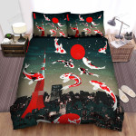 The Japanese Fish - The Koi Herd In The City Bed Sheets Spread Duvet Cover Bedding Sets