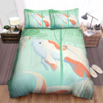 The Japanese Fish - The Kohaku Koi And The Diving Girl Bed Sheets Spread Duvet Cover Bedding Sets