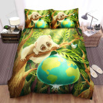 The Wild Animal - The White Lemur Looking At The Earth Bed Sheets Spread Duvet Cover Bedding Sets