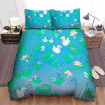 The Wild Animal - The Swan In The Pond Illustration Bed Sheets Spread Duvet Cover Bedding Sets
