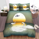 The Wild Animal - The White Swan Swimming Under The Sun Bed Sheets Spread Duvet Cover Bedding Sets