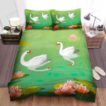The Wild Animal - The Swan Following Its Partner Bed Sheets Spread Duvet Cover Bedding Sets