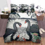 The Wild Animal - The Black Swan In The Lake Art Bed Sheets Spread Duvet Cover Bedding Sets