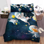 The Wild Creature - The Mouse Astronaut Chasing Cheese Art Bed Sheets Spread Duvet Cover Bedding Sets
