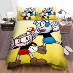 Cuphead - Mugman Jumping Art Bed Sheets Spread Duvet Cover Bedding Sets