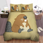 The Wildlife - The Beaver Smiling Illustration Bed Sheets Spread Duvet Cover Bedding Sets