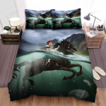 The Wild Creature - The Black Horse Swimming In The River Bed Sheets Spread Duvet Cover Bedding Sets
