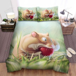 The Small Animal - The Hamster Eating Strawberry Quickly Bed Sheets Spread Duvet Cover Bedding Sets