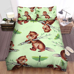 The Wildlife - The Beaver Carrying His Tree Bed Sheets Spread Duvet Cover Bedding Sets