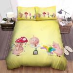 The Cute Animal - The Pig Celebrating Bed Sheets Spread Duvet Cover Bedding Sets