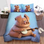 The Cute Animal - The Pig Playing Guitar Bed Sheets Spread Duvet Cover Bedding Sets