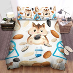 The Cute Animal - The Hamster Eating Seed Vector Art Bed Sheets Spread Duvet Cover Bedding Sets