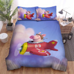 The Pig Driving An Airplane Bed Sheets Spread Duvet Cover Bedding Sets