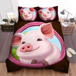 The Cute Animal - The Pig From A Hole Bed Sheets Spread Duvet Cover Bedding Sets