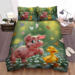 The Farm Animal - The Pig And The Duck Bed Sheets Spread Duvet Cover Bedding Sets