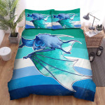 The Wild Animal - The Bat Flying On The Blue Flag Bed Sheets Spread Duvet Cover Bedding Sets