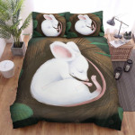 The White Rat Sleeping In His Nest Art Bed Sheets Spread Duvet Cover Bedding Sets