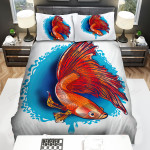 The Red Betta In Blue Spot Bed Sheets Spread Duvet Cover Bedding Sets