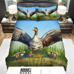 The Farm Animal - The Goose Mom Protecting Her Kids Bed Sheets Spread Duvet Cover Bedding Sets