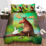 The Farm Animal - The Goose Drinking Orange With A Moose Bed Sheets Spread Duvet Cover Bedding Sets