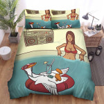 The Farm Animal - The Goose In The Pool Bed Sheets Spread Duvet Cover Bedding Sets