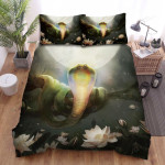The Wild Animal - The Cobra Above Lotus Flowers Bed Sheets Spread Duvet Cover Bedding Sets