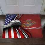 US Marine Corps Inside American Flag Doormat 4th Of July Home Decor - 1