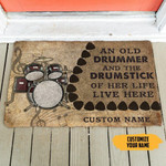 An Old Drummer And The Drumstick Of Her Life Personalized Doormat DHC04062330 - 1