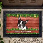 Christmas Barnwood Boston Terrier Doormat DHC04063095 - 1