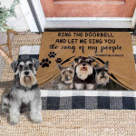 Dog Miniature Schnauzer Ring The Doorbelll DT1909A69CL Doormat - 1