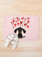 Cute Dachshunpuppy Dog With Valentine Hearts Doormat DHC04064379 - 1
